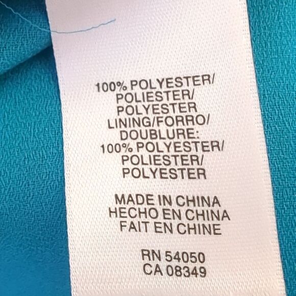 Jones New York Blouse Summer Chiffon Aqua Print  Size 12P - Picture 6 of 6